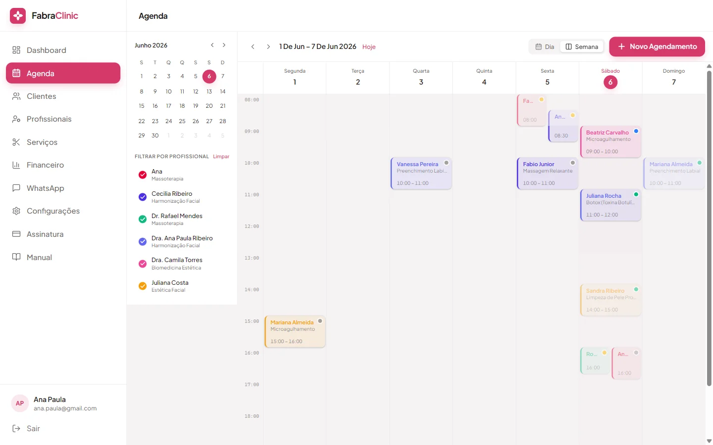 Agenda com detecção de conflitos do FabraClinic